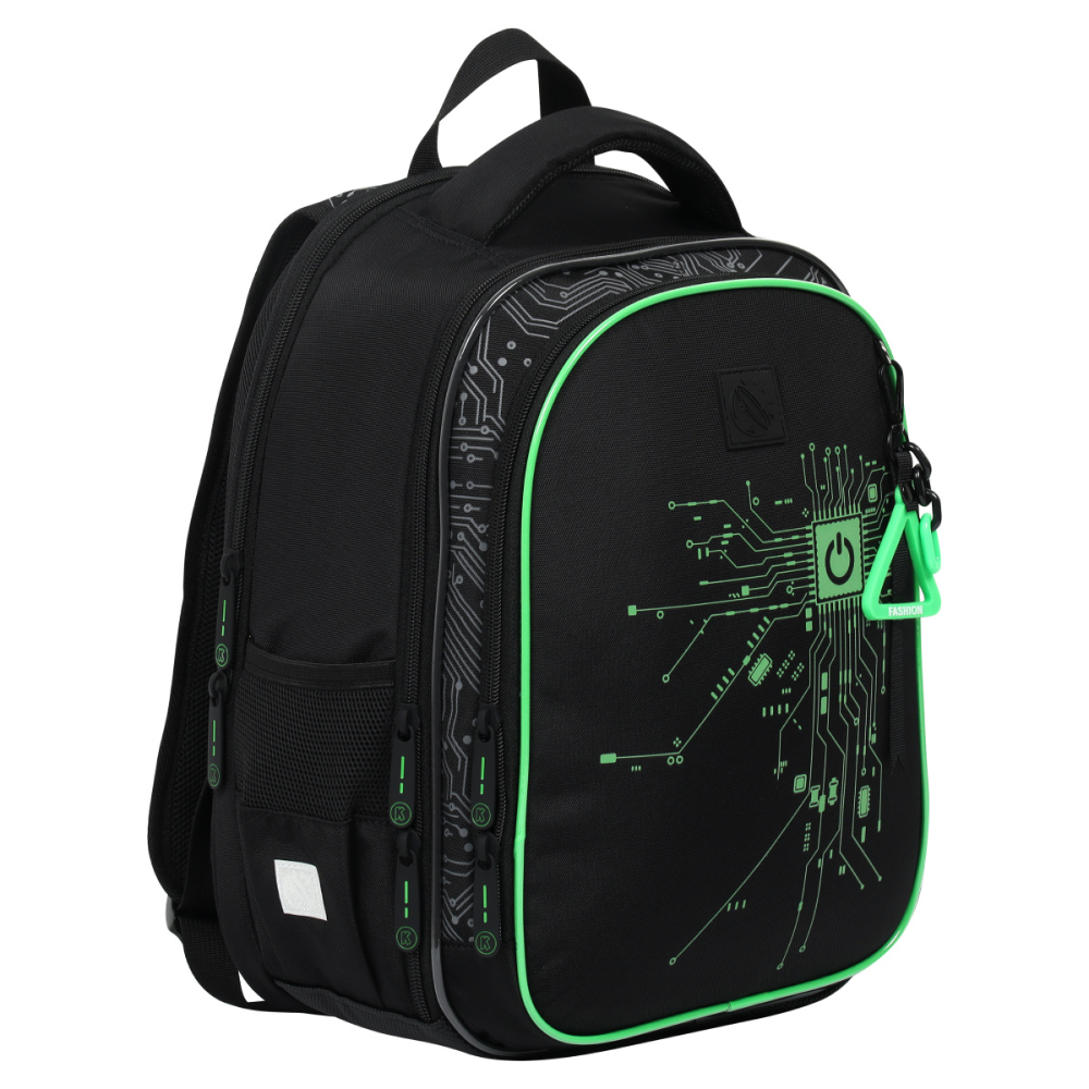 Рюкзак школьный "COMFORT Light System", черный, зеленый - 12