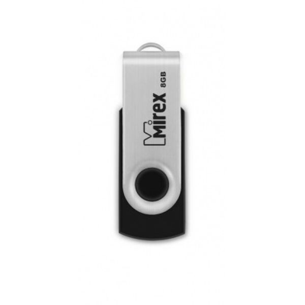 USB Flash накопитель 2.0 8 Gb SWIVEL BLACK, пластик, металл