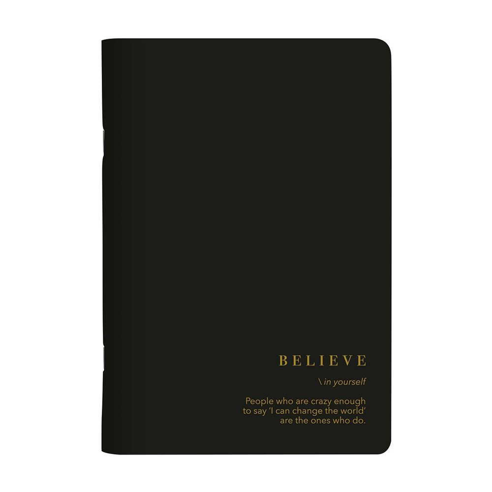 Тетрадь "Believe", A5, 48 листов, клетка, скоба сбоку, черный