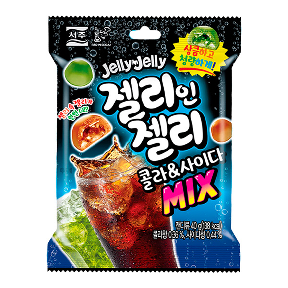 Мармелад "Jelly in Jelly Cola&soda flavor", 40 гр., со вкусом колы и содовой