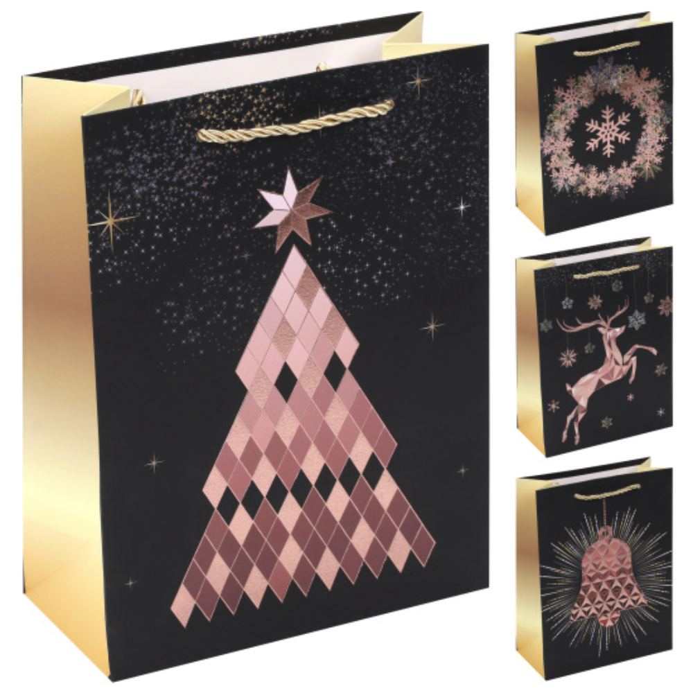 Пакет бумажный подарочный 18*24*8,5 см "Новогодняя роскошь" ассорти
