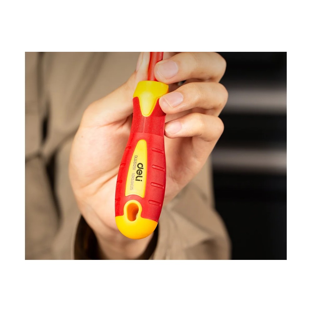Отвертка диэлектрическая Deli YS EDL5151251, SL5,5х125 мм, желтый, красный - 3
