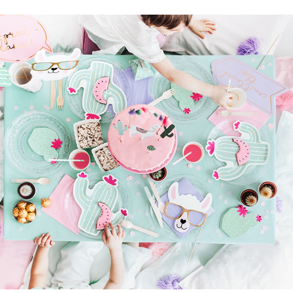 Тарелка бумажная "Кактус", 23х24 см, 6 шт, мятный - 5