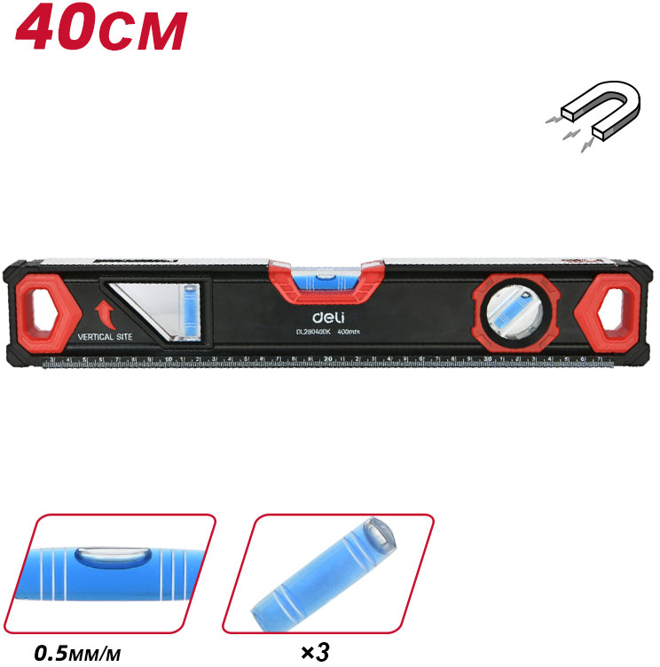 Уровень строительный Deli EDL290400K, 400 мм - 2