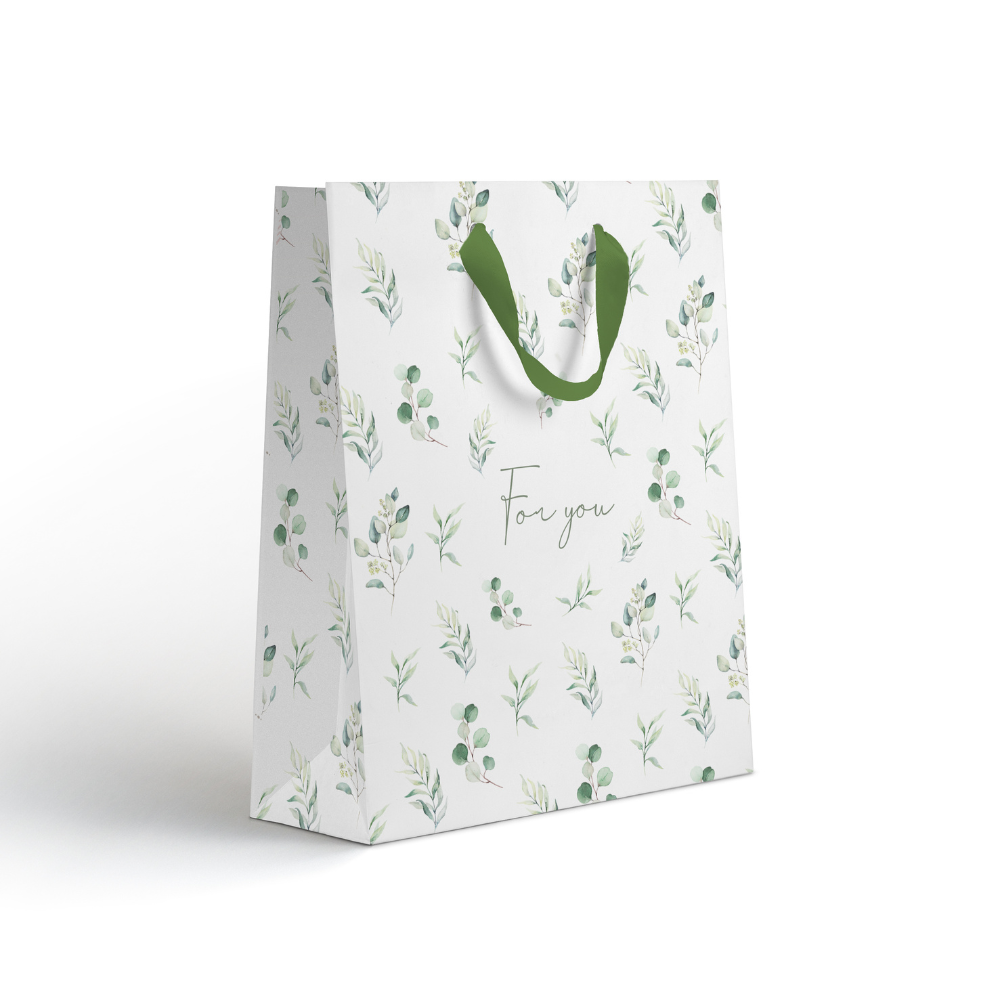 Пакет бумажный подарочный "Эвкалипт", 31х41х10 см, крафт, ассорти