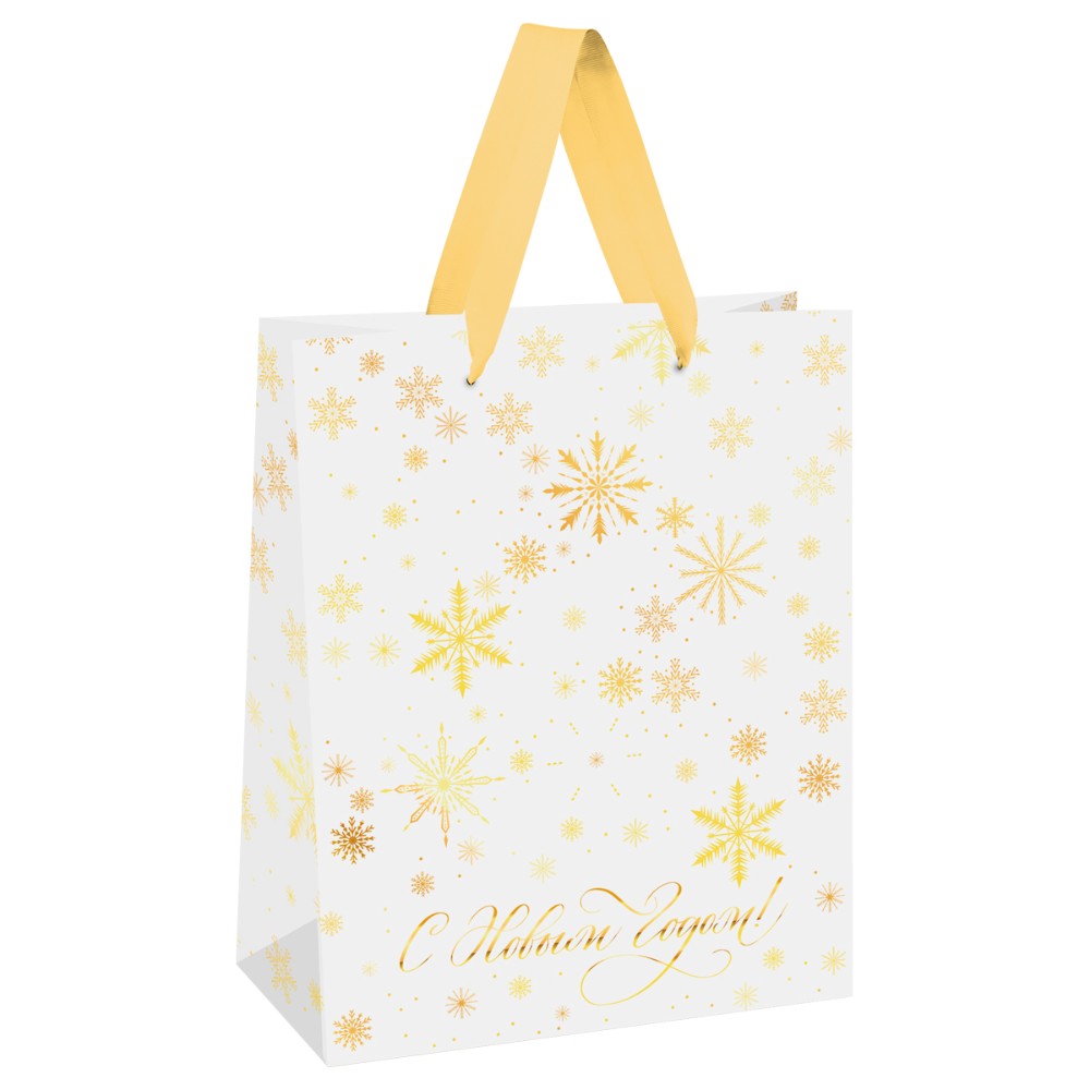 Пакет подарочный "Gold snowflake", ламинированный