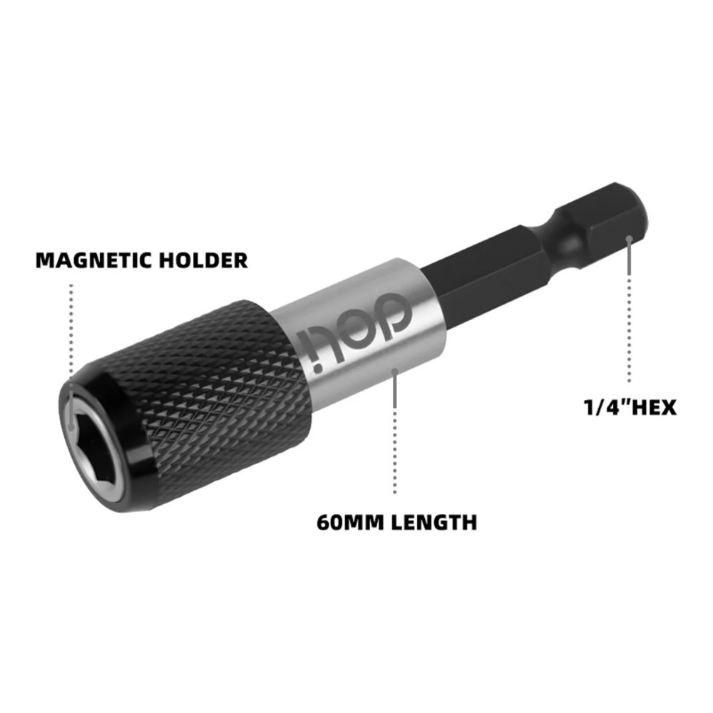 Держатель бит (насадок) магнитный Deli YS EDL107401, 60мм, 1/4", с фиксатором - 6