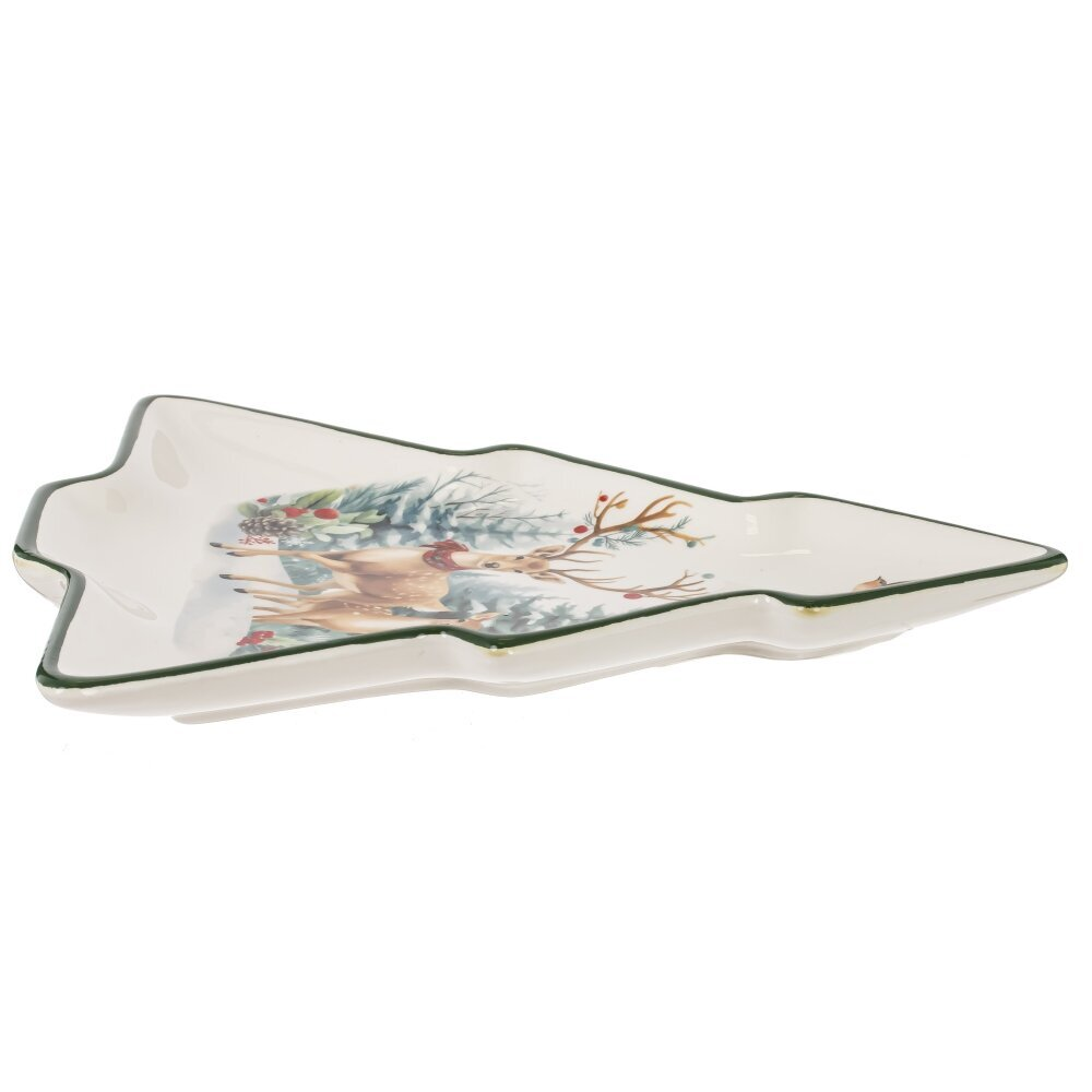 Блюдо керамическое "Олени", 20х23 см, разноцветный