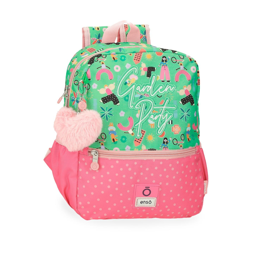 Рюкзак детский "Garden Party", 32 см, полиэстер, зеленый, розовый