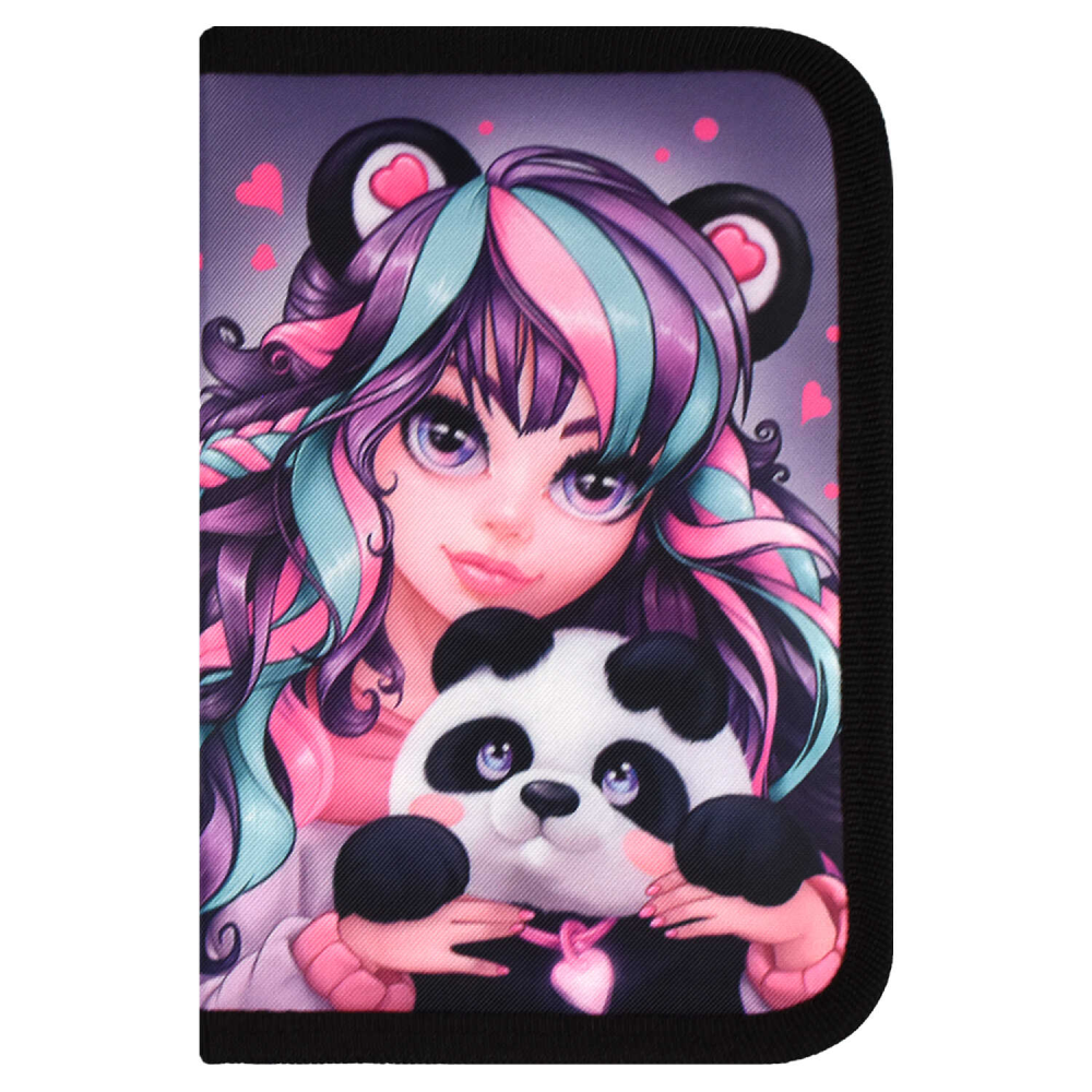 Пенал "Девушка с пандой" 1 отделение, разноцветный - 4