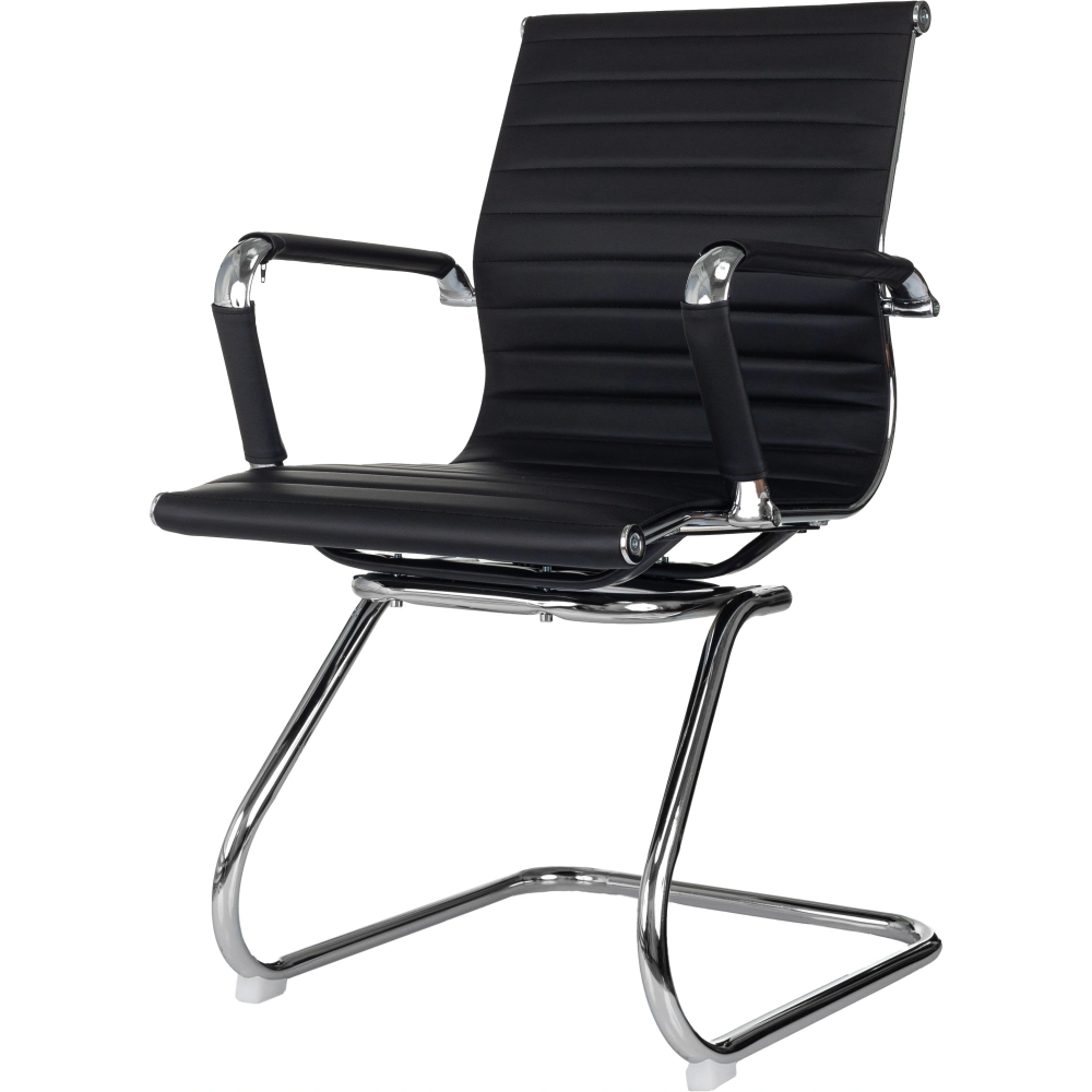 Кресло на полозьях "Бюрократ CH-883-LOW-V", экокожа, черный, металл хром - 3