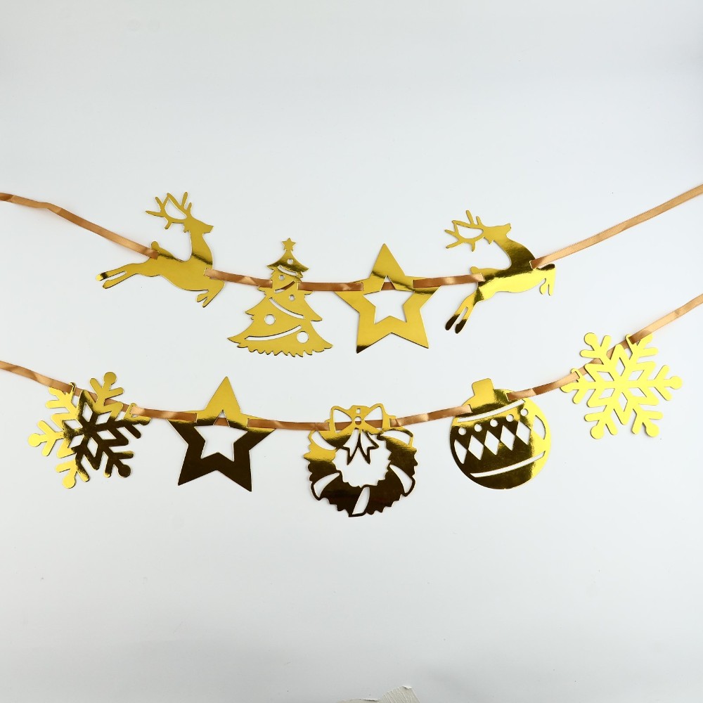 Гирлянда бумажная "Новогодняя" золотой