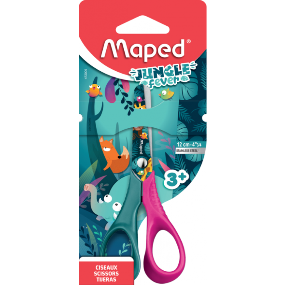 Ножницы Maped "Jungle fever Vivo", 12 см, ассорти