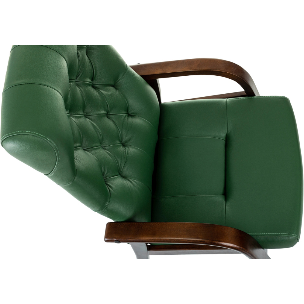 Кресло Бюрократ T-9928WALNUT-CF, натуральная  кожа, зеленый, каркас дерево  - 8