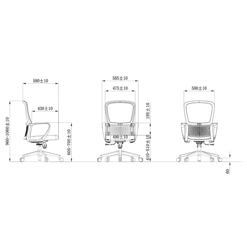 Кресло компьютерное SitZone U-069B, сетка, ткань, черный - 6