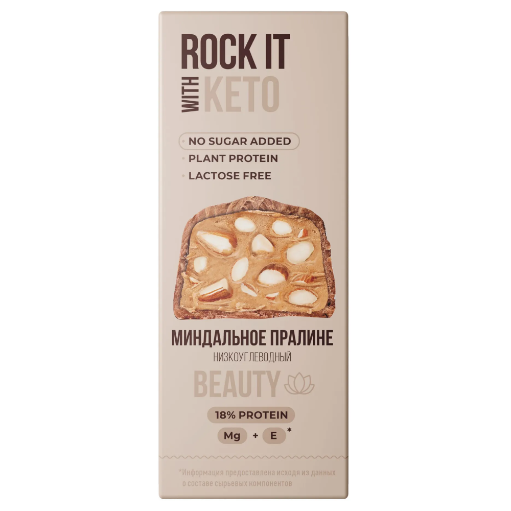 Батончик протеиновый низкоуглеводный "Rock it with", миндальное пралине, 40 гр