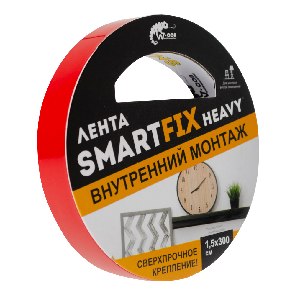 Лента клейкая двусторонняя 15 мм x 3 м SmartFix Heavy SFV1530T монтажная, сверхсильная, прозрачная