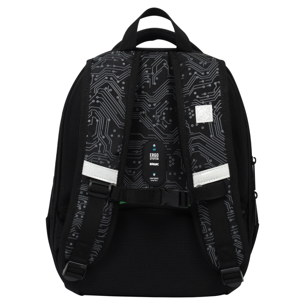 Рюкзак школьный "COMFORT Light System", черный, зеленый - 11