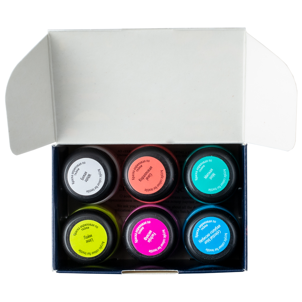 Контур акриловый по ткани "Декола модные оттенки", набор 6 цветов, 20 мл, банки - 6