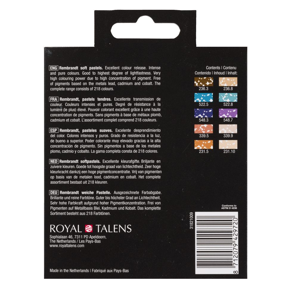 Набор мягкой пастели "Rembrandt Half Pastel", 10 цветов, ассорти - 4