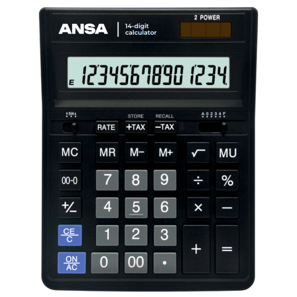 Калькулятор настольный Ansa "AN554S", 14-разрядный, черный