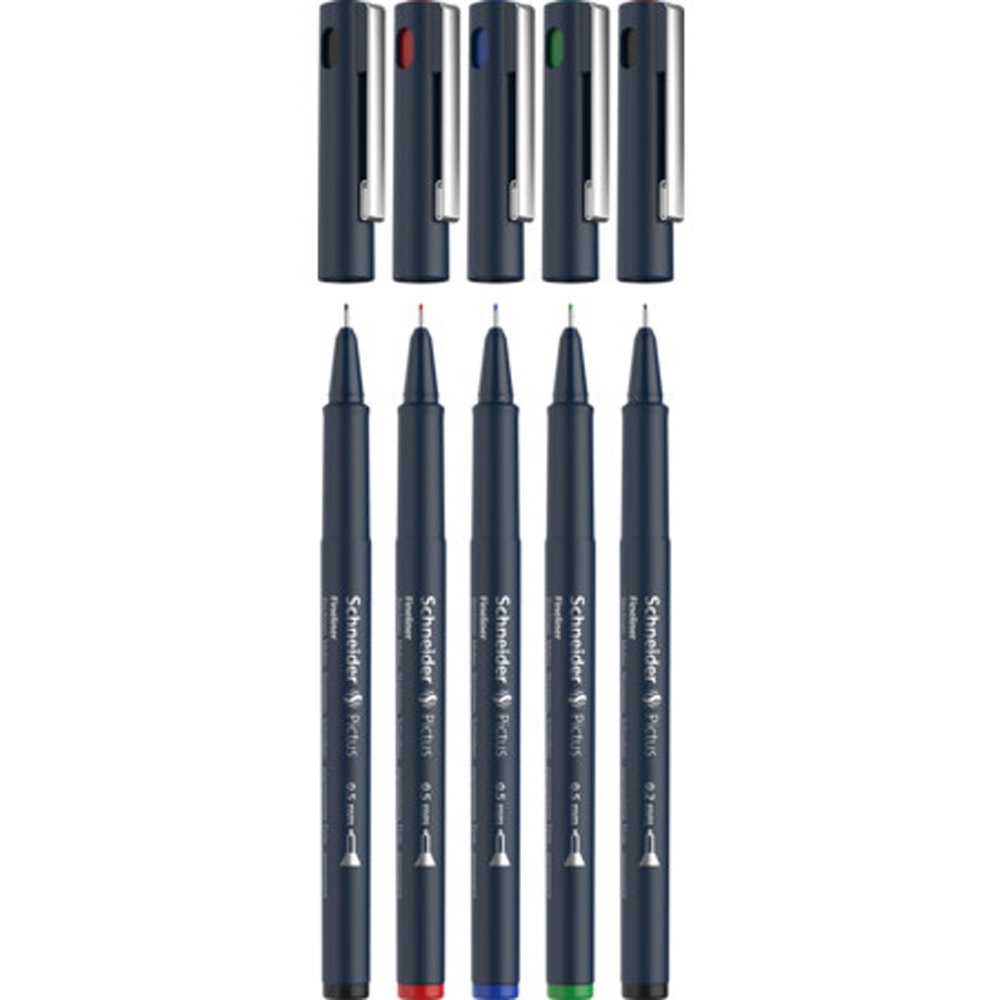 Набор ручек капиллярных "Schneider Fineliner Pictus", 5 шт