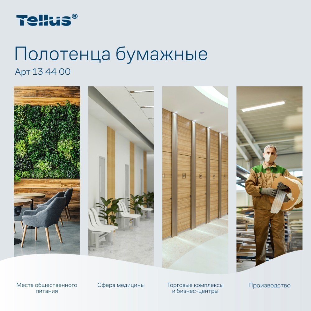 Полотенца бумажные Tellus Моносложение Баланс HT3, листовые, 1 слой, 250 листов - 10