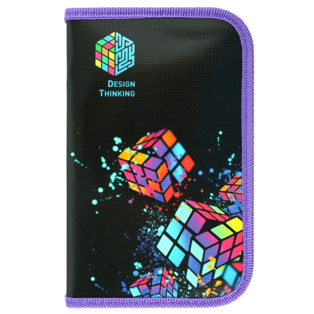 Пенал "Magic cube", 1 отделение, черный, желтый