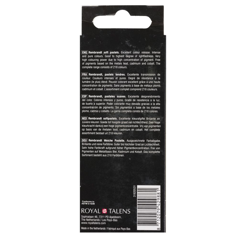 Набор мягкой пастели "Rembrandt Half Pastel", 5 цветов, светлые серые - 4