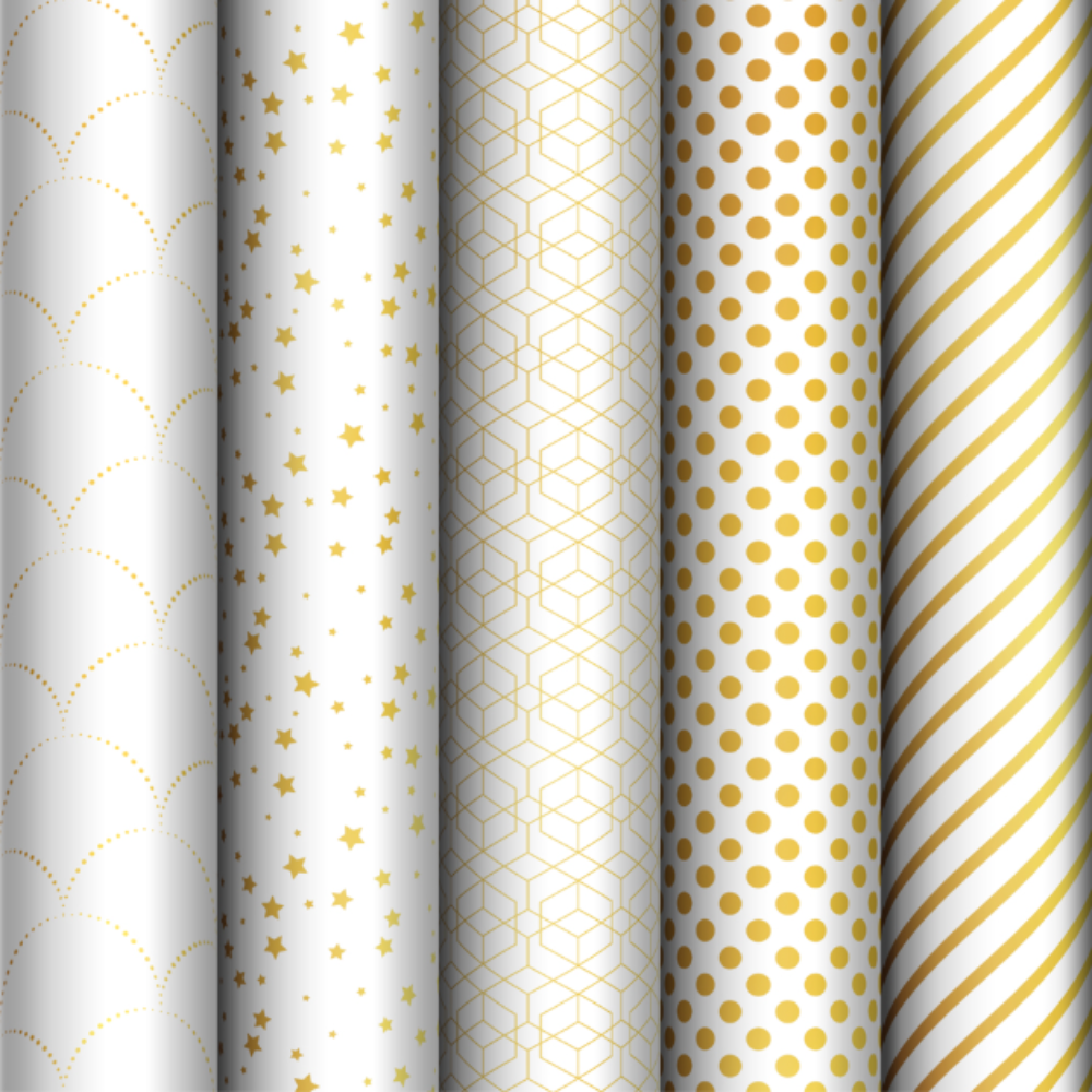 Бумага декоративная в рулоне "Pattern on white" 1*0,7 м, ассорти