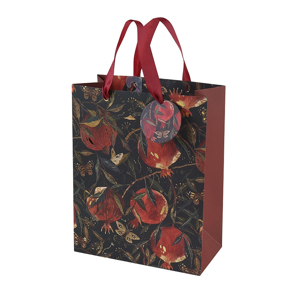 Пакет бумажный подарочный "Flora. Гранат", 26x32,4x13 см, бордовый