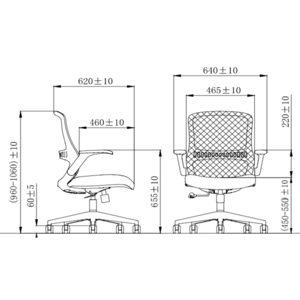 Кресло для персонала SitZone CH-526B сетка, ткань, пластик, черный - 6