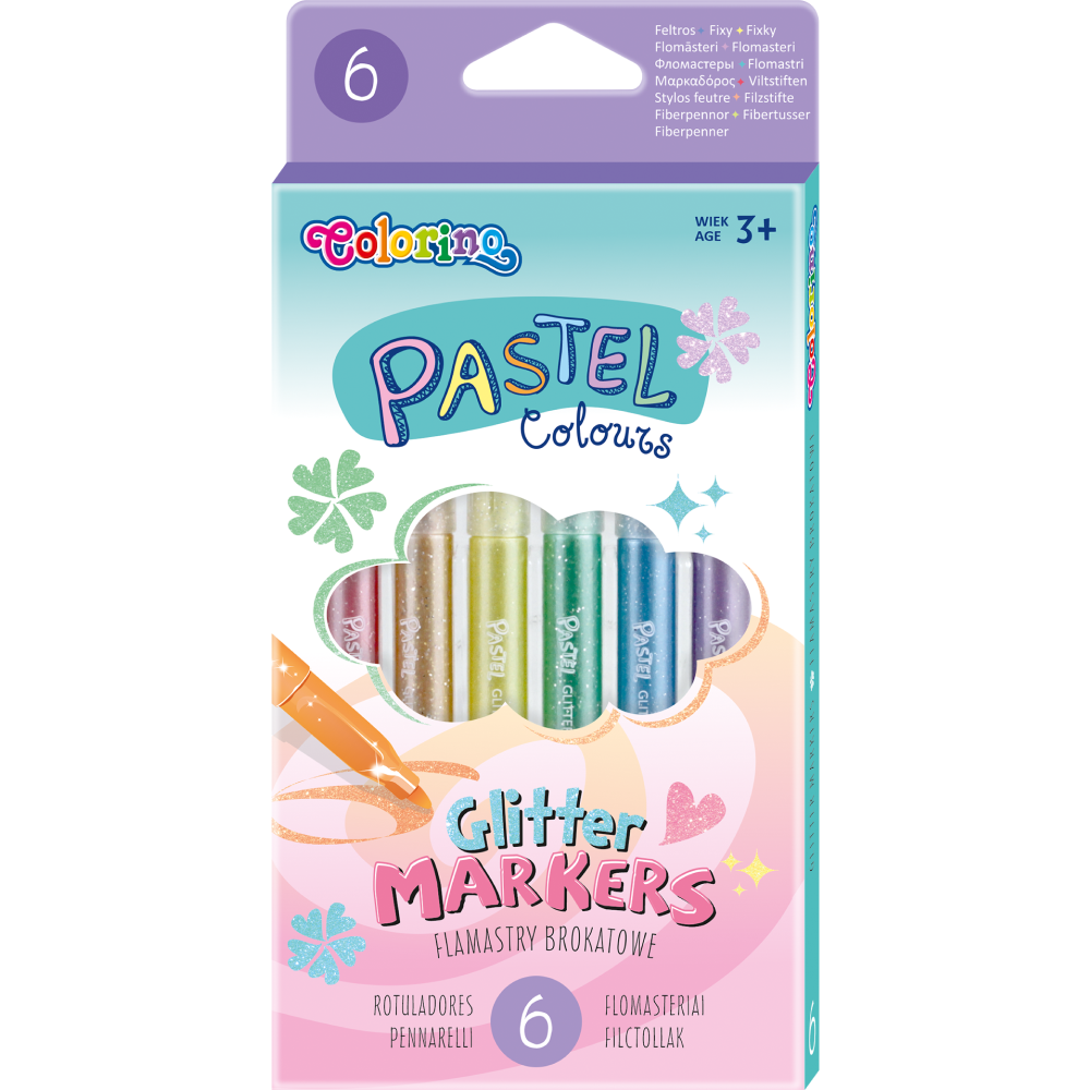 Фломастеры "Pastel", с блестками, 6 шт   