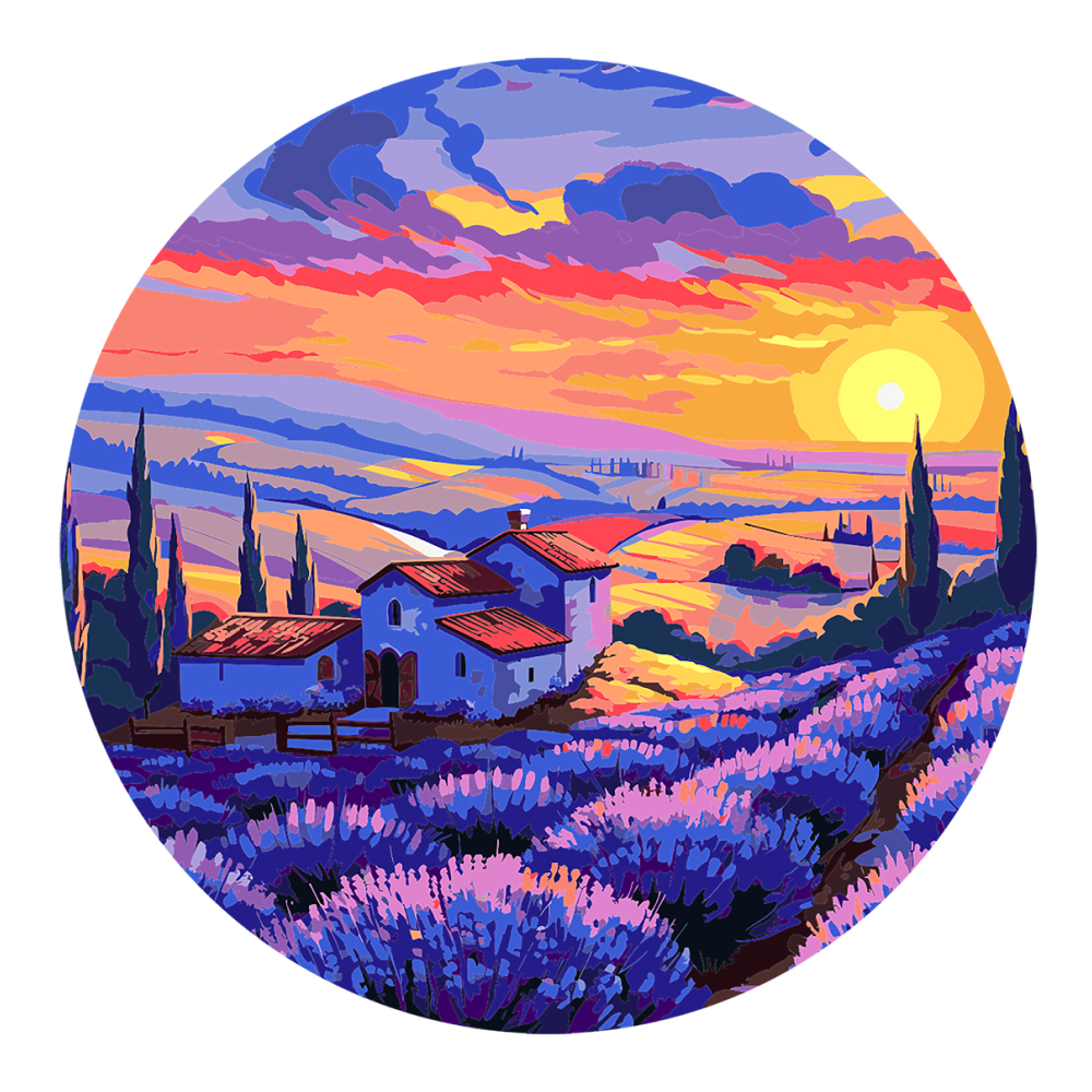 Набор для творчества "Лавандовый закат", 30 см, красками по номерам