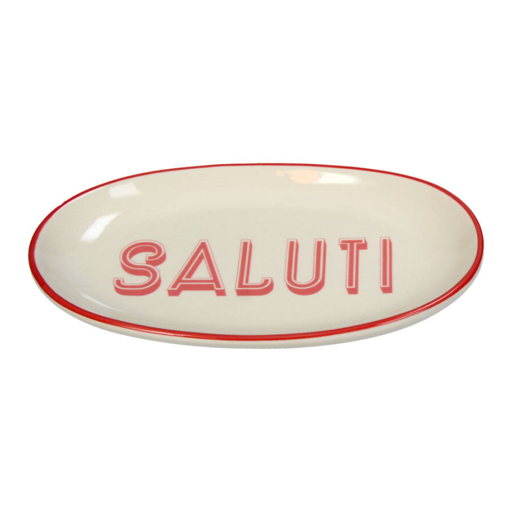 Тарелка керамическая "Saluti", 21х12.5 см, белый, красный