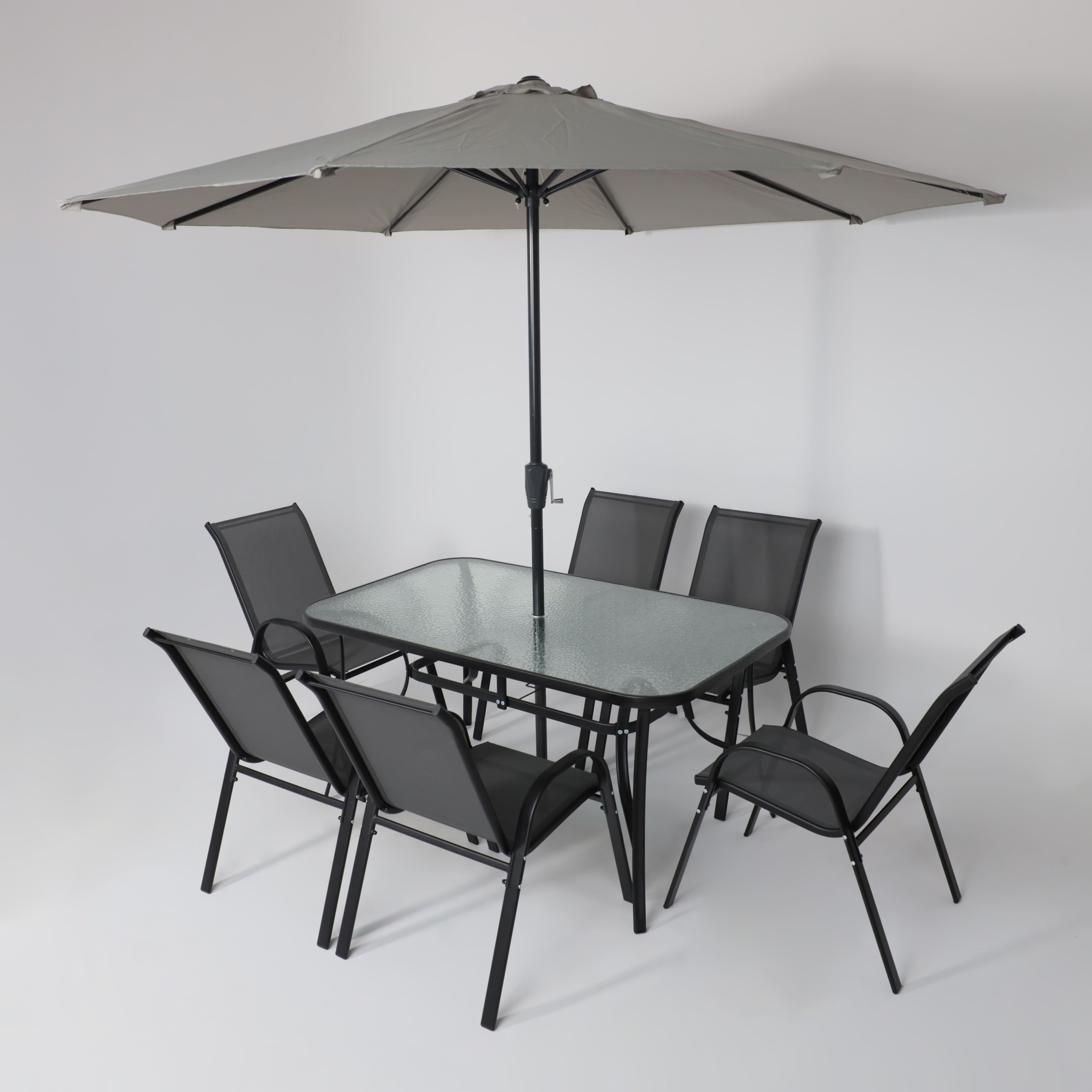 Комплект мебели садовой AksHome SUNBEAM (стол 1 шт, 6 кресел, зонт 1 шт), серый, черный - 11