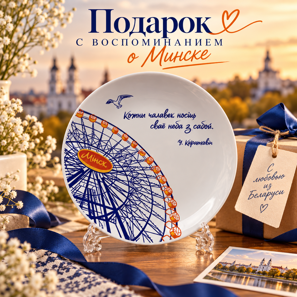 Тарелка фарфоровая "Колесо обозрения", 20 см, с подставкой и подвесом, белый - 4