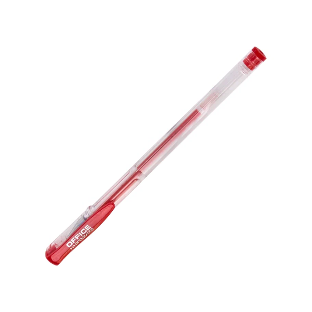Ручка гелевая "Office Products", 0.5 мм, прозрачный, стерж. красный