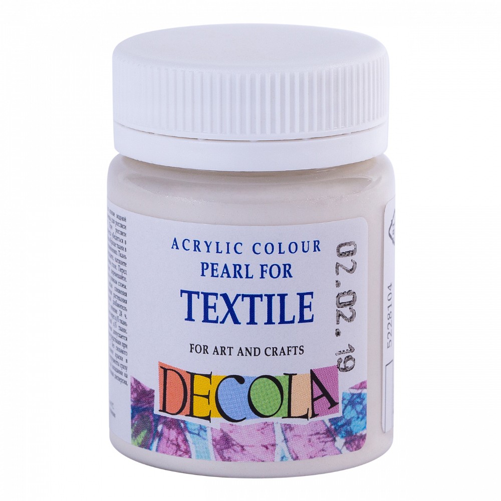 Краска акриловая по ткани перламутровая "Декола", 104 белая, 50 мл., банка