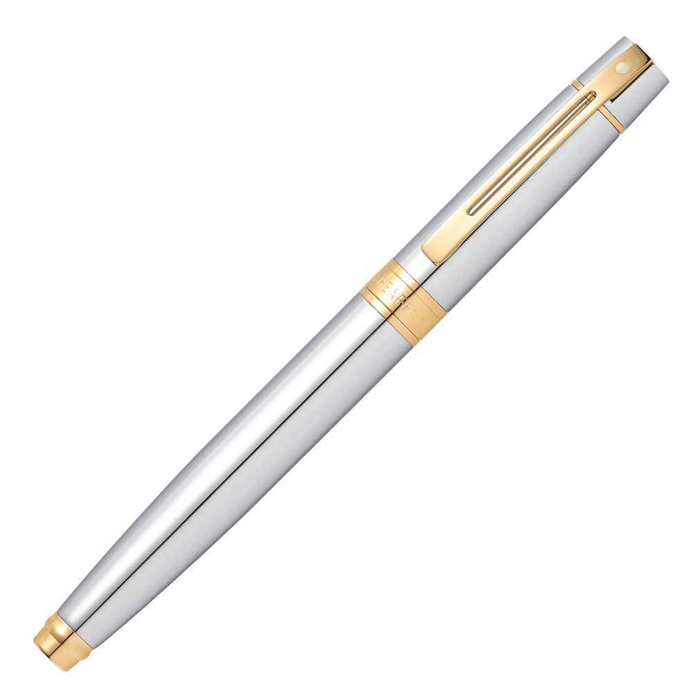 Ручка перьевая "Sheaffer 300 Chrome", M, серебристый, золотистый, патрон черный, синий - 3