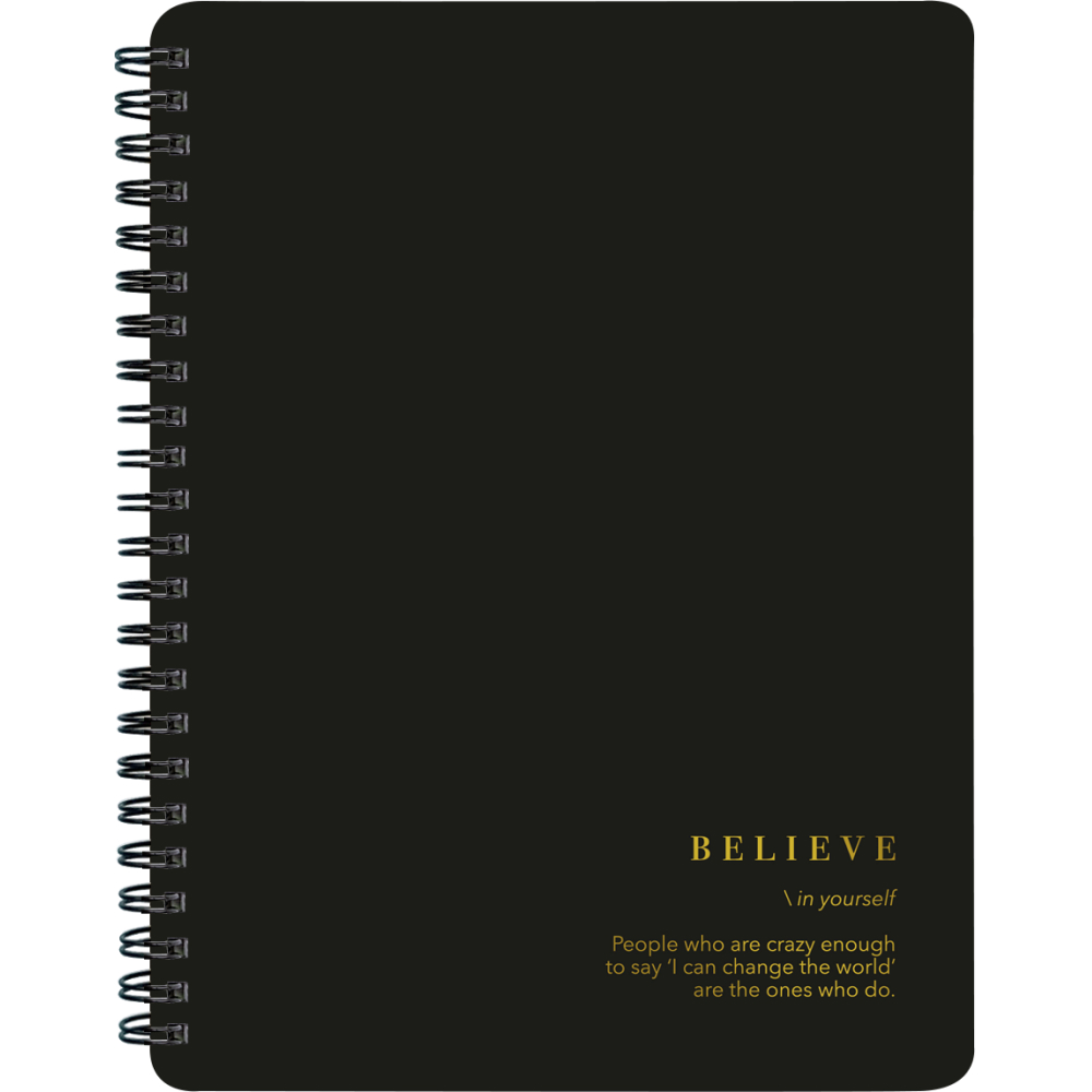 Тетрадь "Believe", А5, 120 листов, клетка, черный