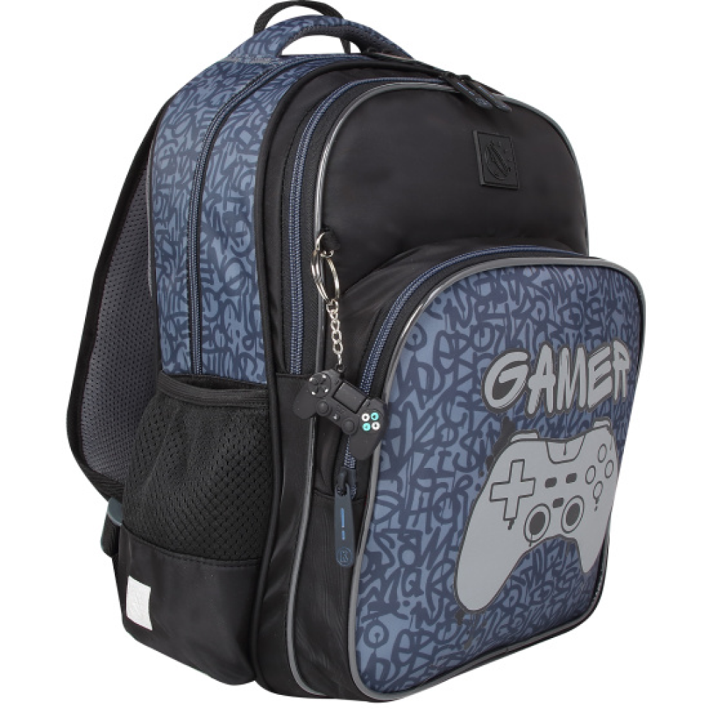 Рюкзак школьный "COMFORT Life Gamer", черный, синий