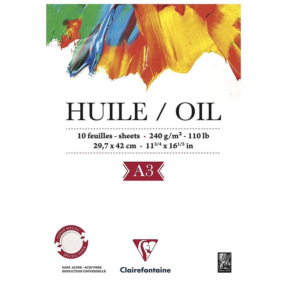 Блок-склейка бумаги для масла "Oil", А3, 240 г/м2, 10 листов