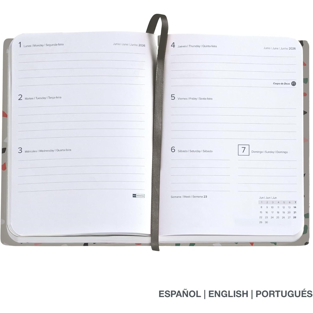 Еженедельник датированный "Terrazzo" 2026, 155х213 мм, линейка, бежевый