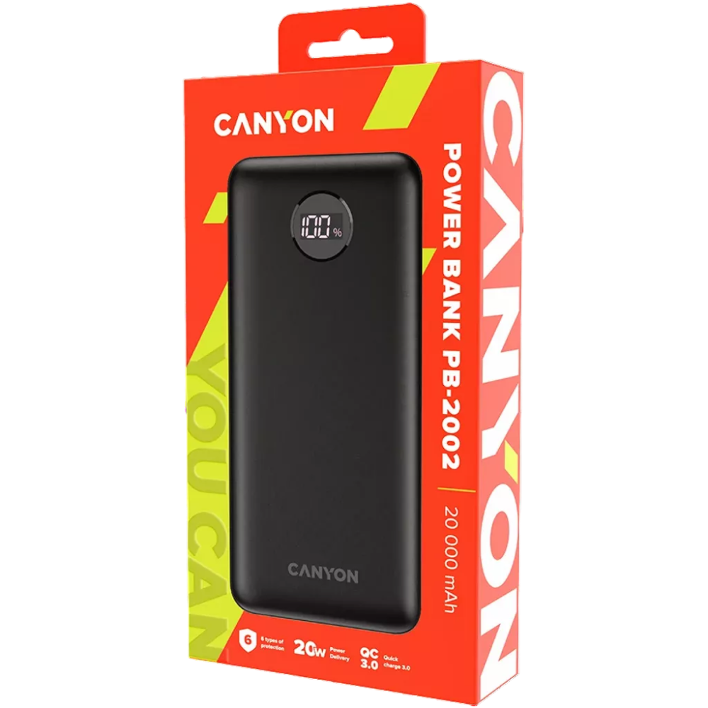 Внешний аккумулятор CANYON "PB-2002", 20000mAh , черный - 4