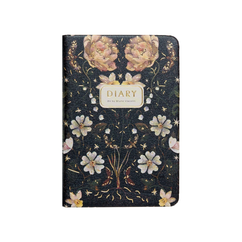 Ежедневник недатированный "Flora. Night Garden", А7, 416 страниц, черный