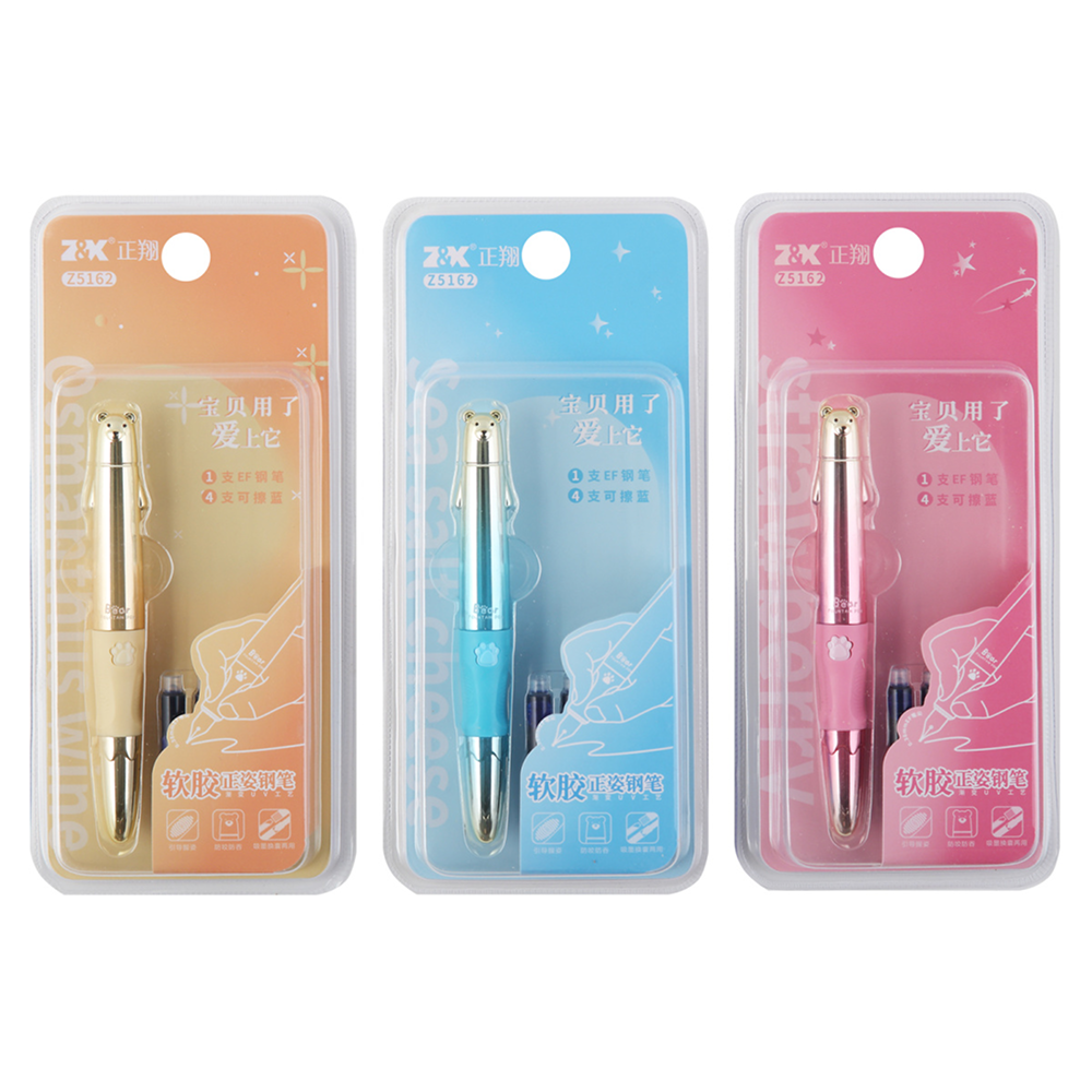 Ручка перьевая "Bear", ассорти, патрон синий, 4 катриджа - 3