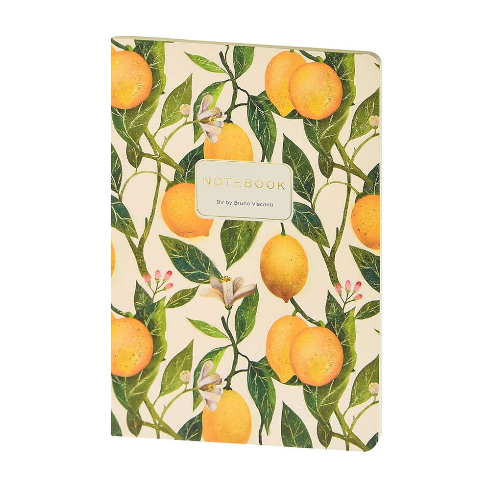 Тетрадь "Flora. Paradise. Lemons", A5, 40 листов, клетка, софт., белый, желтый