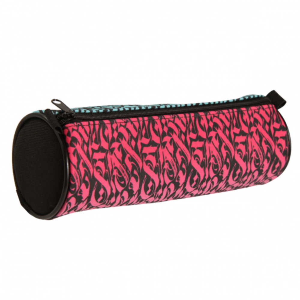 Пенал "Calligraphic" 1 отделение, ткань, черный, розовый