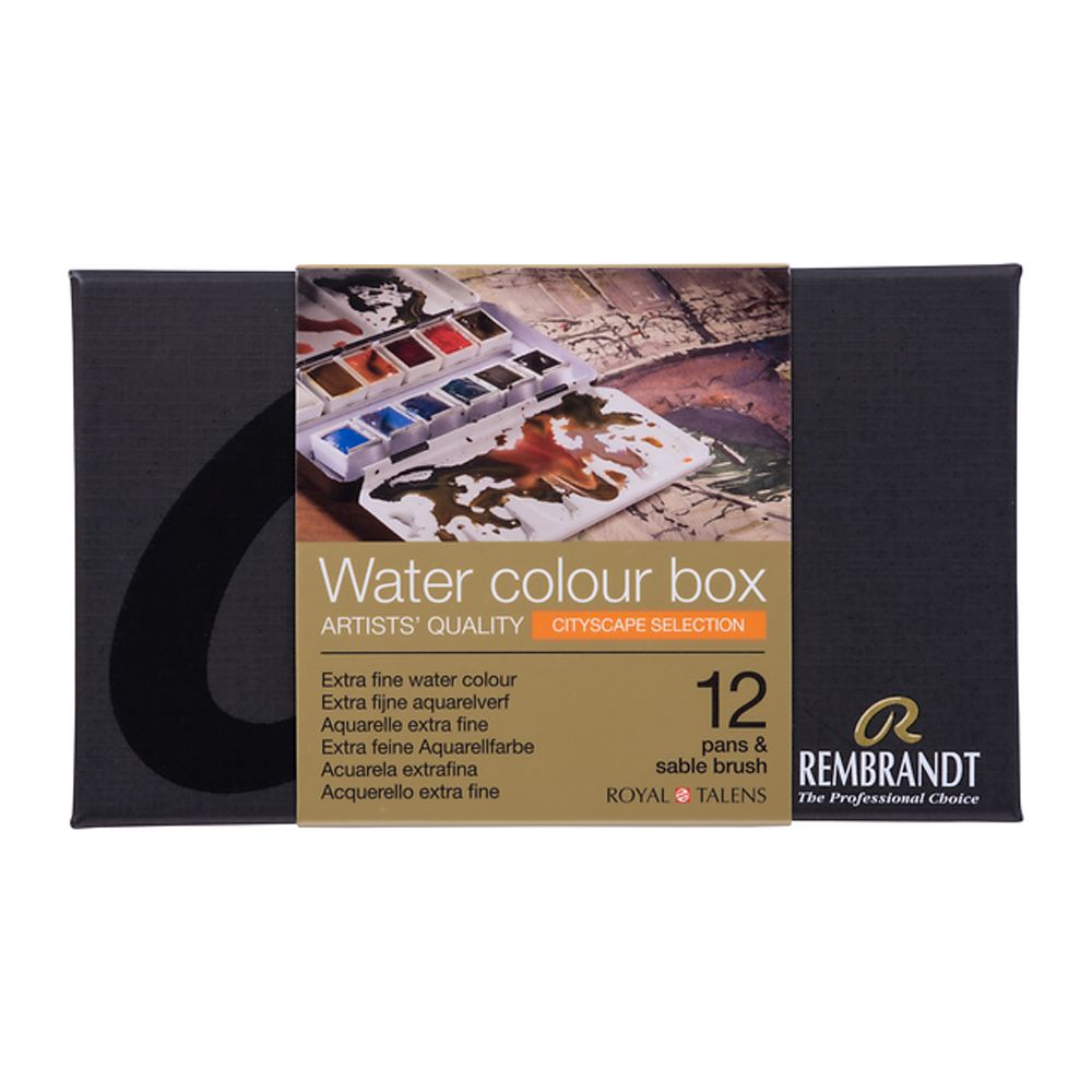 Набор красок акварельных пейзажных "Rembrandt", 12 цветов, кюветы - 5